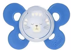 Set di 2 succhietti ortodontici Chicco in silicone blu per bambini da 6 a 18 mesi, senza BPA