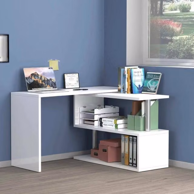 Scrivania angolare moderna DMORA Topazio Bianco Lucido L/P/H: 120 x 50 x 75 cm