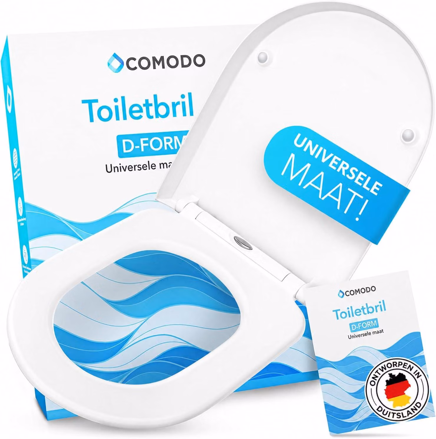 Copertura per WC con sistema di chiusura ammortizzata e sistema di sgancio rapido - Coperchio per WC antibatterico a forma di D - Sedile per WC universale in duroplast