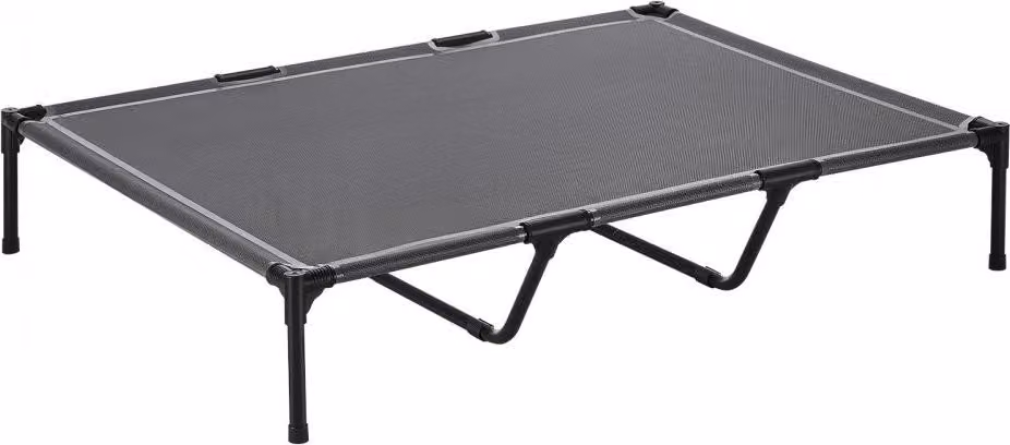 Letto rialzato per cani XL - Letto grigio per animali domestici con tubi in acciaio - Letto per cani