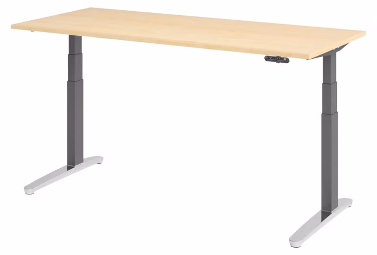 Scrivania elettrica bümö XBHM - Decorazione: acero, dimensioni: 180 x 80 cm, telaio: grafite/alluminio lucido