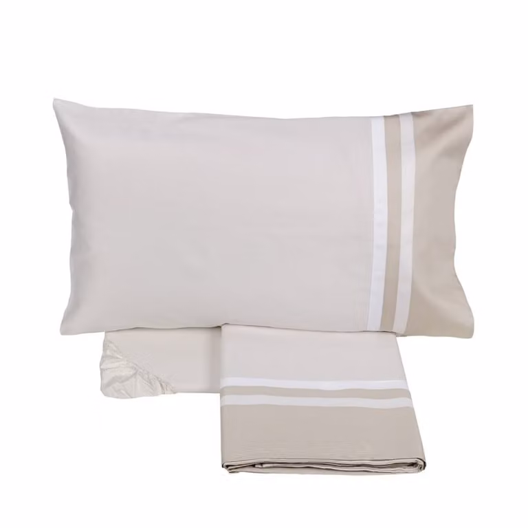 KUBRIC 60 Completo lenzuola - Taglia: 2 piazze,Colore: KUBRIC 60 - BIANCO SETA/TORRONE