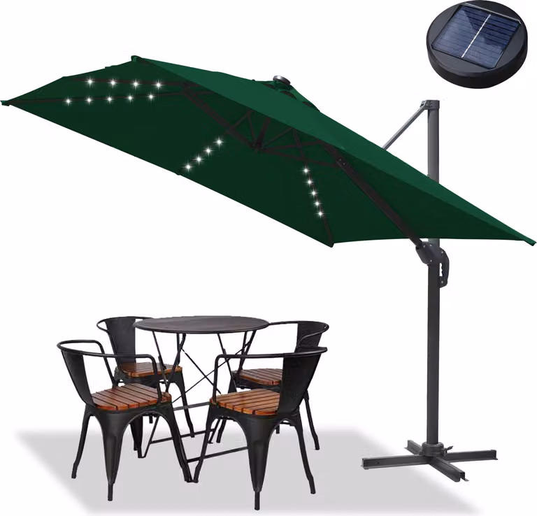 Jayseuw ombrellone con illuminazione a LED ombrellone a sbalzo 300 cm ombrellone da giardino padiglione - verde