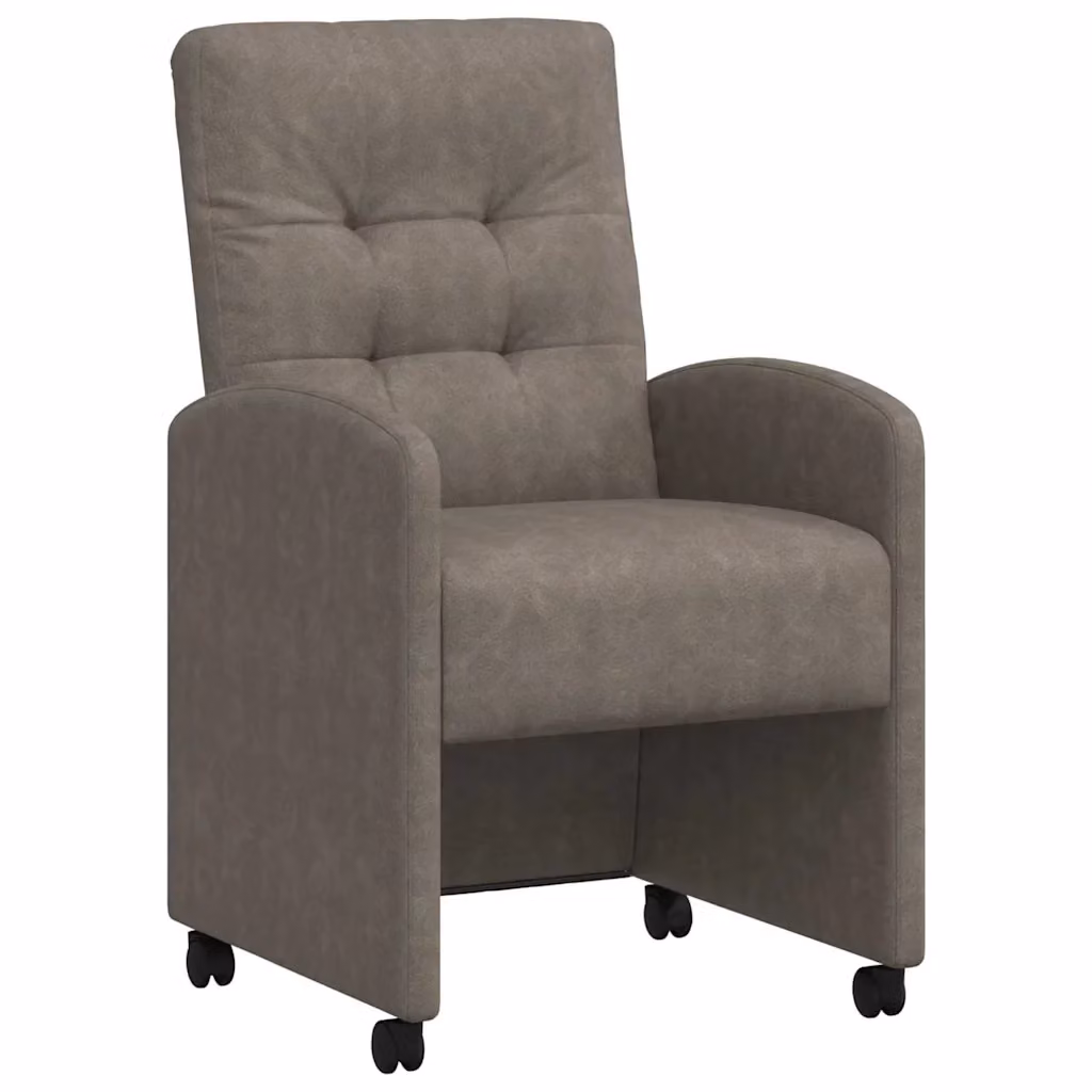 Set di 2 sedie da pranzo vidaXL con ruote e braccioli in pelle sintetica grigia L/P/H: 58 x 67 x 97 cm – 2