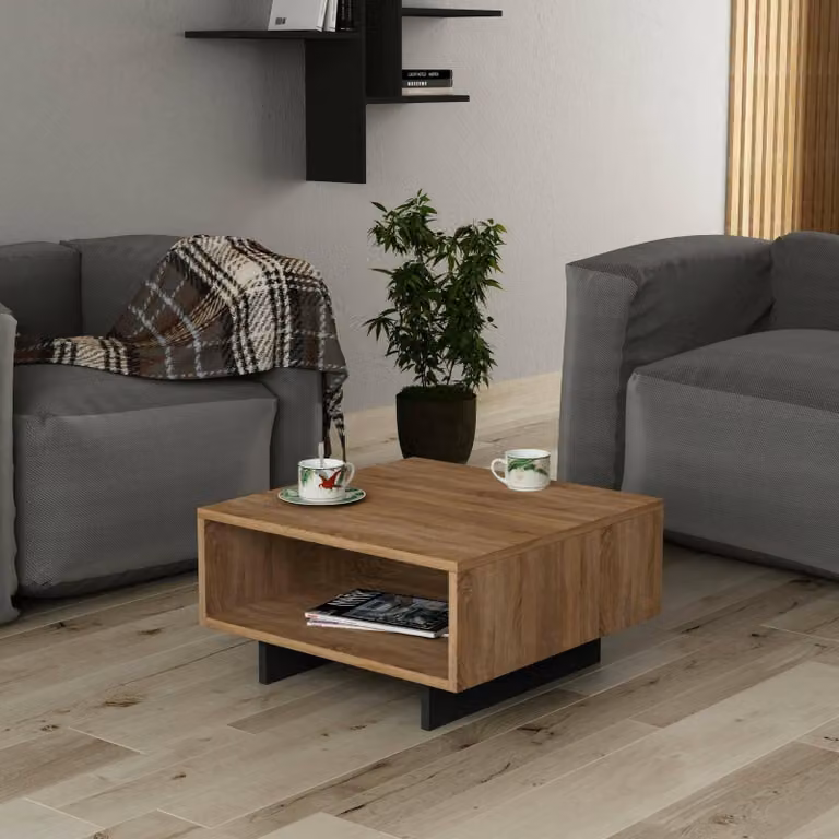 Dmora Tavolino da Salotto Elvira 60x60x32h cm Nero Antracite, un Vano Forma Rettangolare