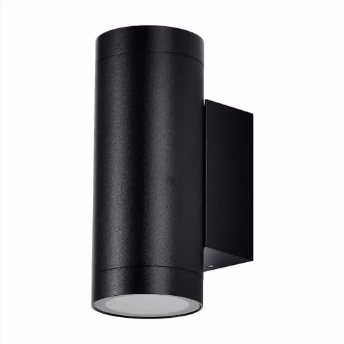 Portafaretto LED da Muro Rotondo 2 GU10 (Max 2*40W) Colore Nero Opaco IP54