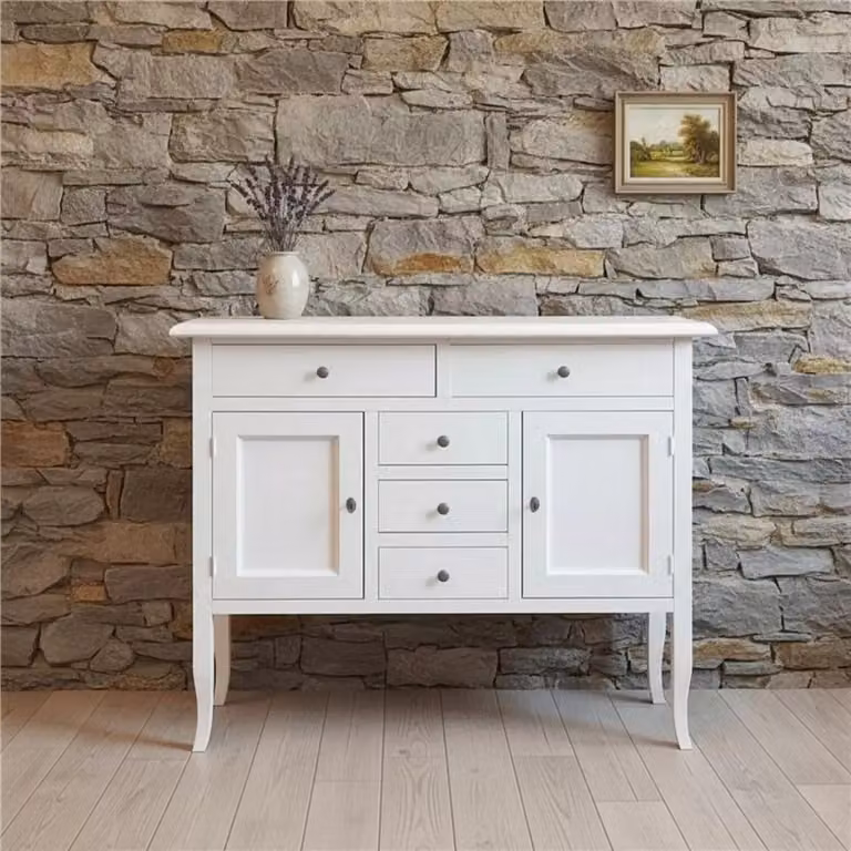 Madia credenza in legno bianco opaco Mobili 2G L/P/H: 100 x 40 x 85 cm