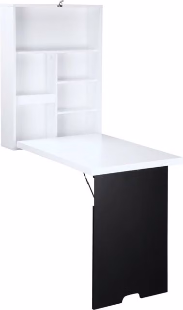 EasyComfort Tavolo Scrivania Pieghevole a Muro con Lavagna, 60x94.5x147cm, Bianco e Nero