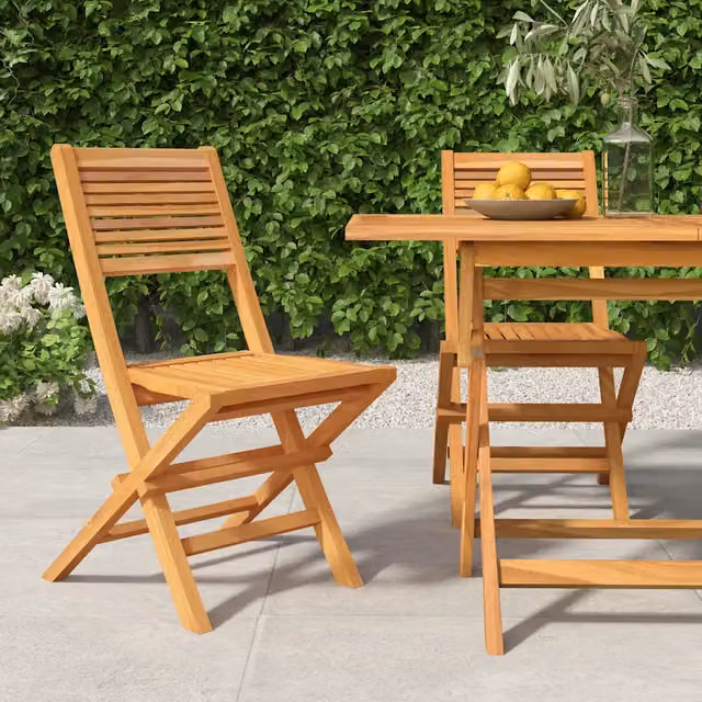 Set di 2 sedie pieghevoli vidaXL in legno di teak marrone, H x L x P: 90 x 47 x 45 cm – 1
