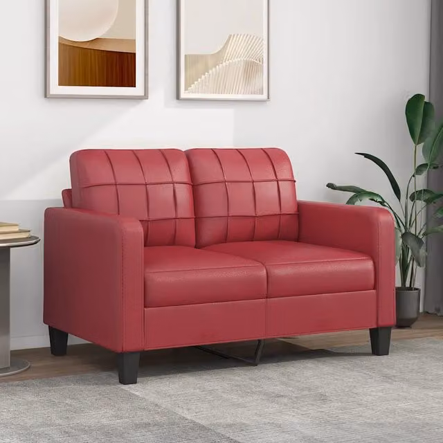 Divano a 2 posti Design Mania in similpelle rosso per soggiorno L: 120 cm, P: 77 cm, H: 80 cm – 1