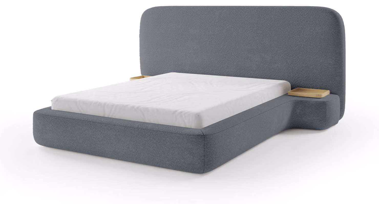 Letto imbottito Genz, colore grigio scuro, dimensioni 140 x 200 cm