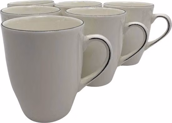 Set di 6 Tazze da Caffè e Tazze da Tè con Manico - Bianco e Nero