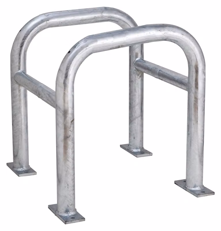 Protezione per colonne, staffa tubolare 60 mm, montante 48 mm, zincato a caldo, LxPxA 520x520x600 mm, con piastra di base per fissaggio con tasselli