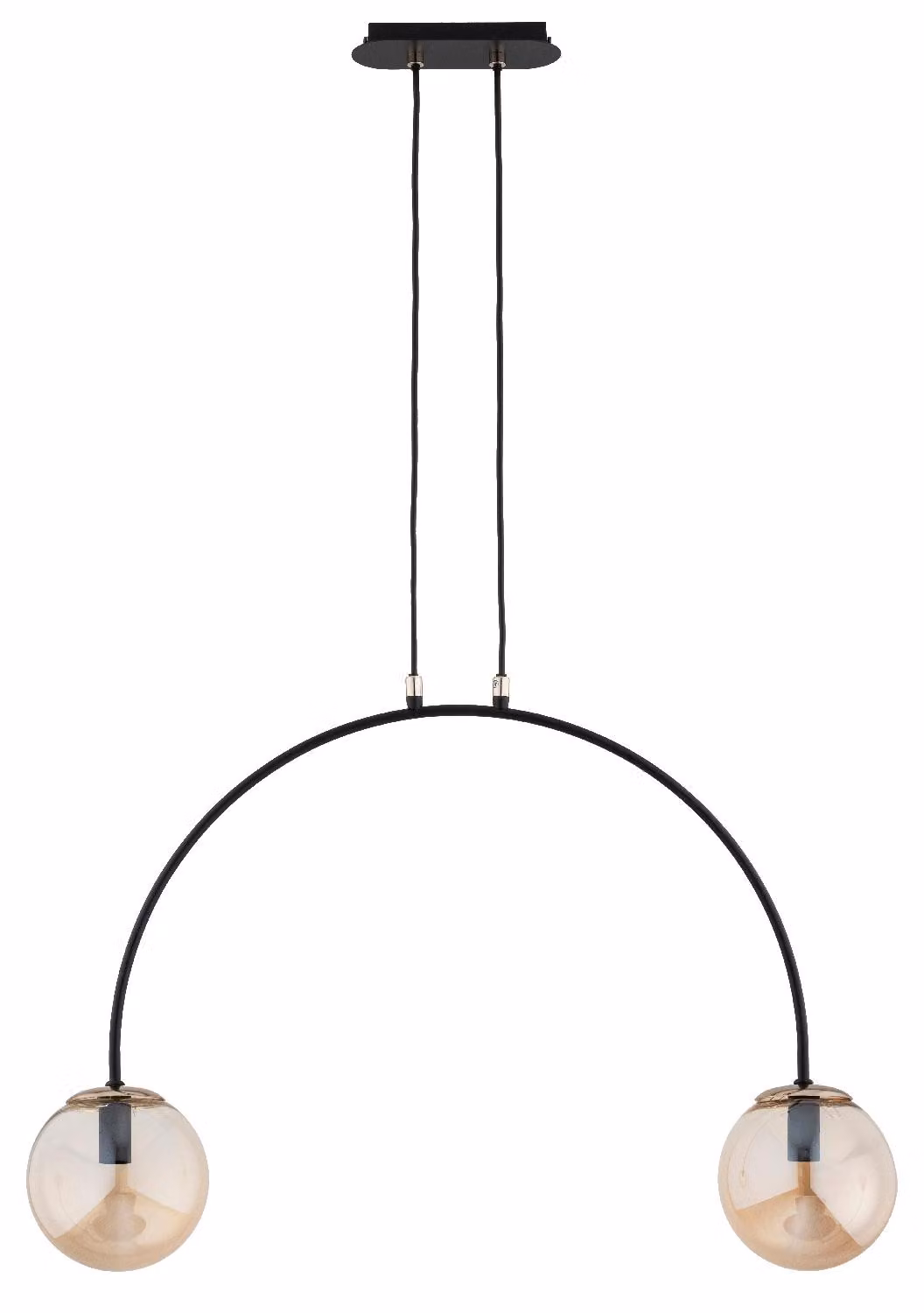 Lampada a sospensione BENDO nero-ambra-oro 2xE14x10W in metallo, dimensioni: 105x15x75 cm, IP20, Alfa