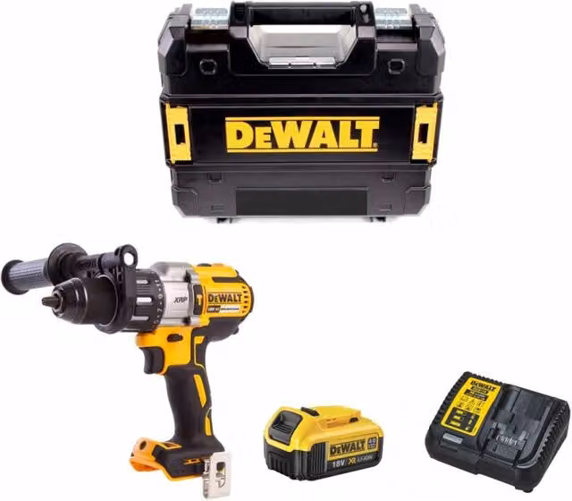 Trapano a percussione DeWALT DCD996M1 giallo con batteria ricaricabile da 4,0 Ah e sistema TSTAK II