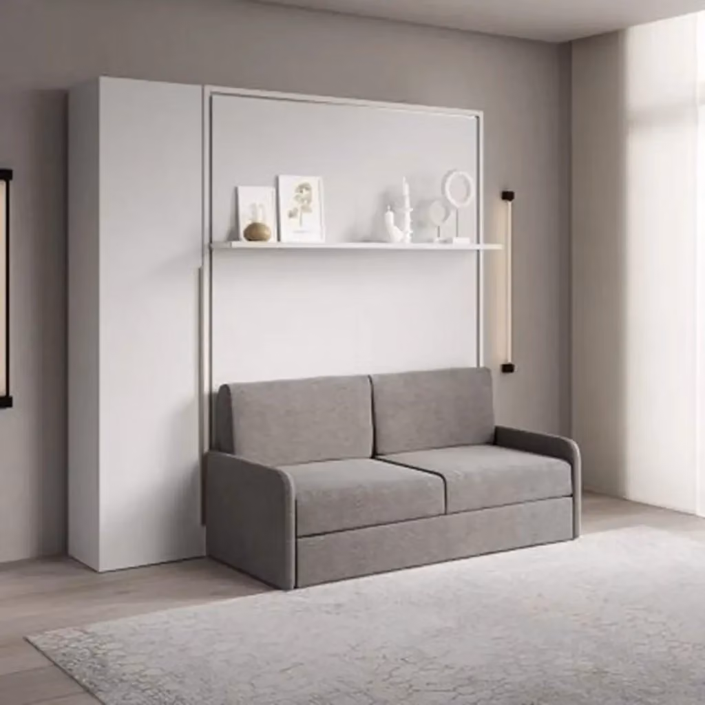 Letto matrimoniale a scomparsa Versia Kivio con divano e armadio bianco L/P: 140 x 200 cm – 2