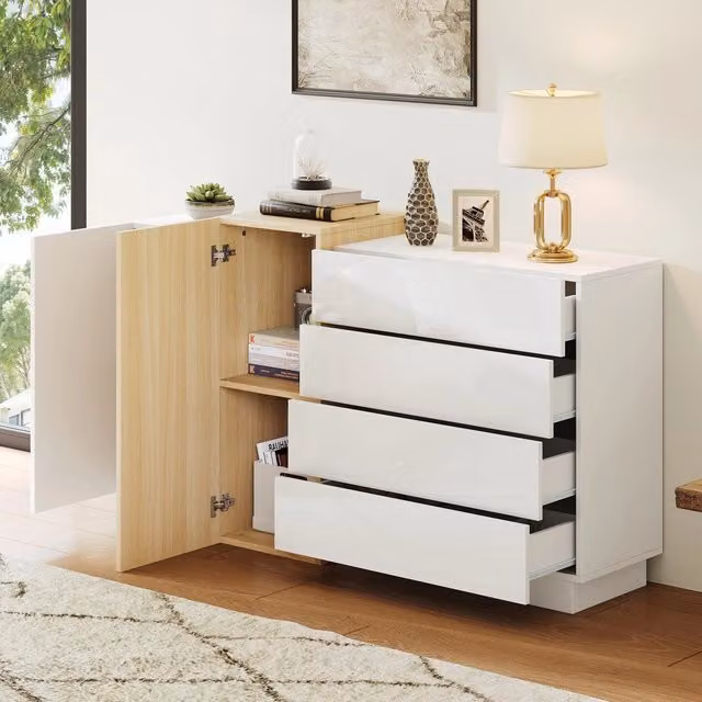 Credenza Moderna Lucida ¨C MINIMAL ¨C Bianco, Legno