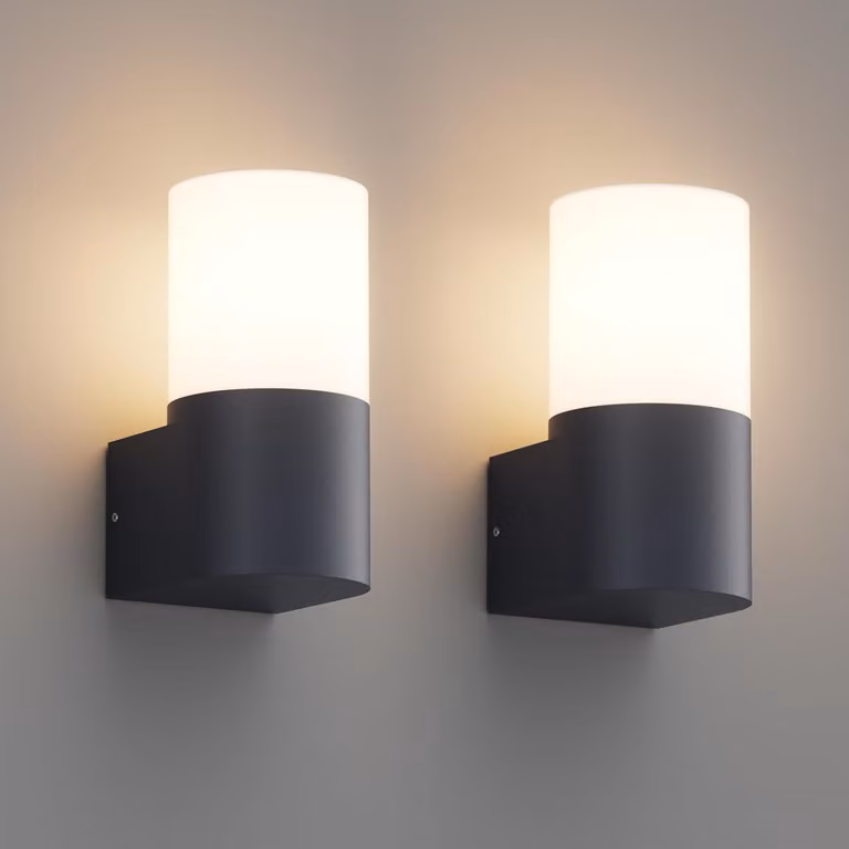 Lampade da parete per esterni, set da 2, attacco E27, grado di protezione IP65, alluminio, illuminazione esterna per giardino, colore antracite