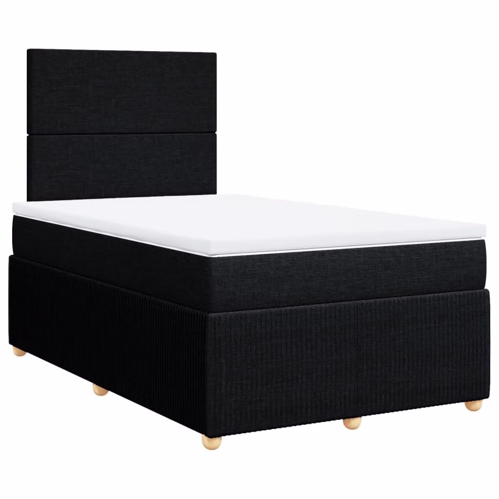 Giroletto a Molle con Materasso Nero 120x200 cm in Tessuto