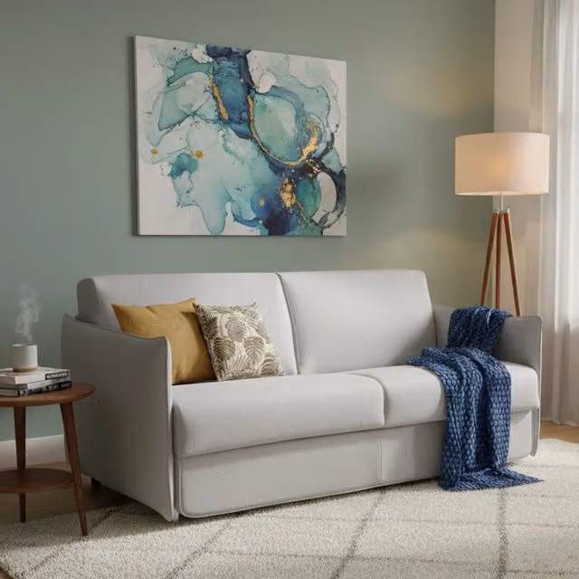 Divano Letto 2 Posti DMORA Beige con Rivestimento Sfoderabile e Struttura in Legno Made in Italy L: 180 cm, P: 95 cm – 1