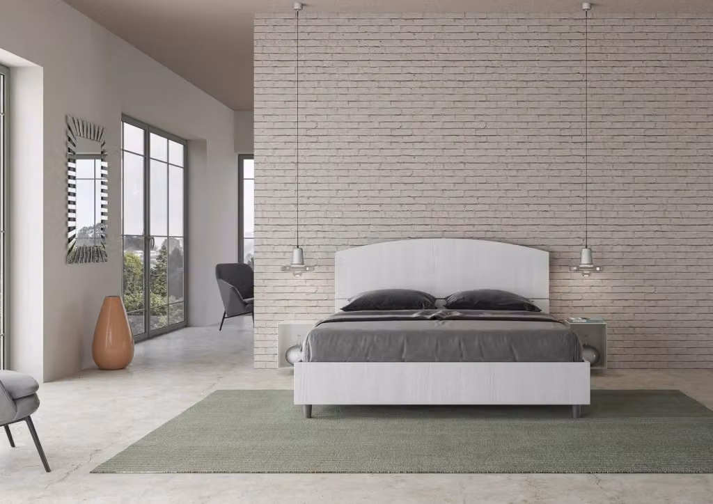 Letto Matrimoniale Dora con Contenitore e Rete a Doghe Giordanoshop Bianco Frassino L/P: 160 x 200 cm – 2