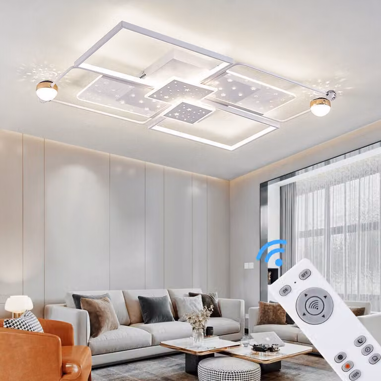 Plafoniera a LED con telecomando/app Colore della luce/luminosità regolabile. Struttura bianca e design a stella TY9644-CFX