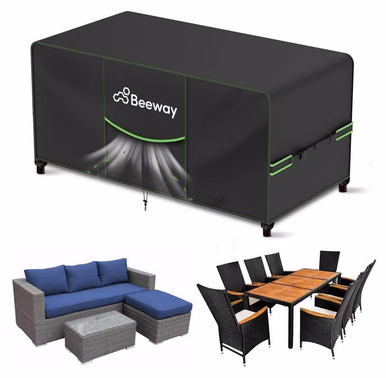 Copertura impermeabile per mobili da giardino, dimensioni 200x160x73 cm, tessuto Oxford 420D, colore nero