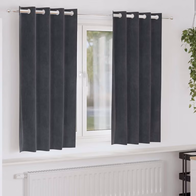 Set di 2 tende oscuranti vidaXL in velluto grigio, L: 140 cm x H: 175 cm