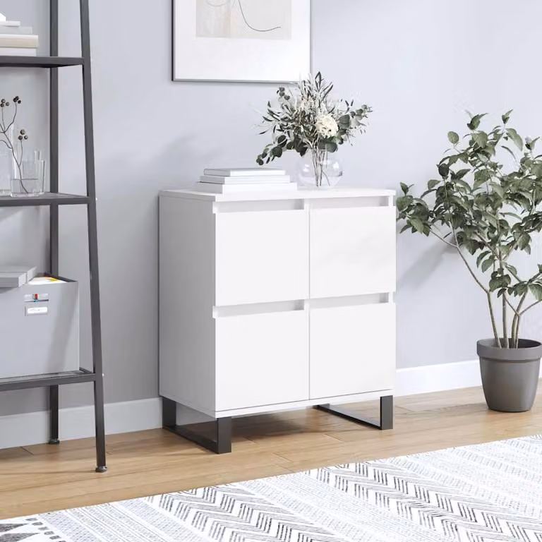 Credenza moderna vidaXL in legno e metallo bianca L: 60 cm, P: 35 cm, H: 70 cm
