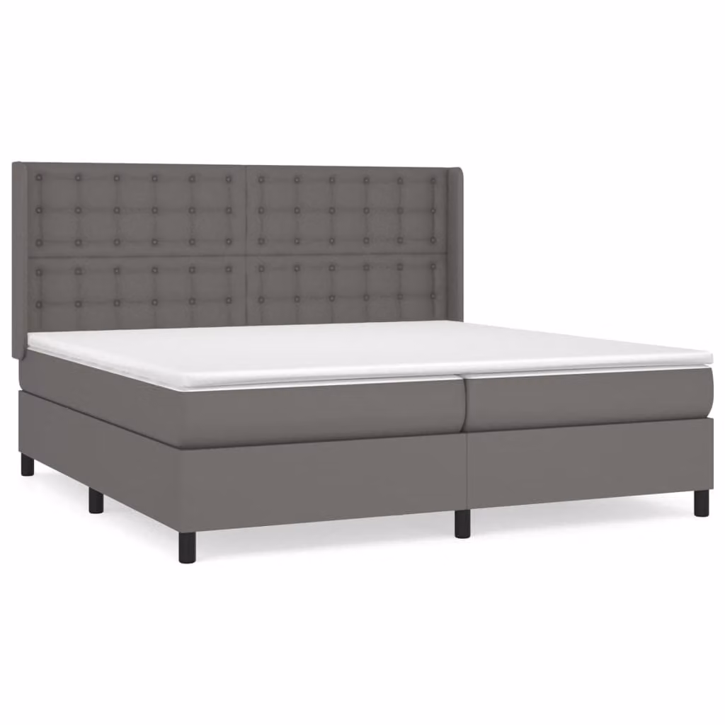 Giroletto a Molle con Materasso Grgio 200x200 cm in Pelle finta