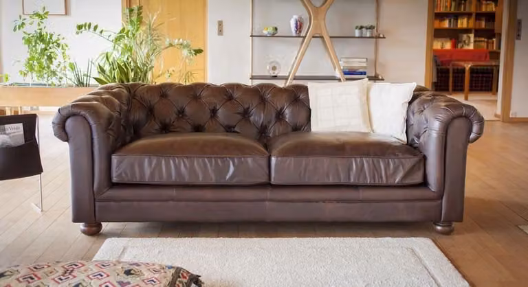 Design Chesterfield Sofagarnitur 3- Sitzer Couch Leder Couch Polster Sofas Sofa