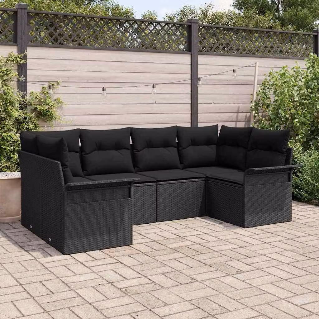 Maison Exclusive - Set da giardino composto da 6 pezzi, divano in rattan sintetico nero