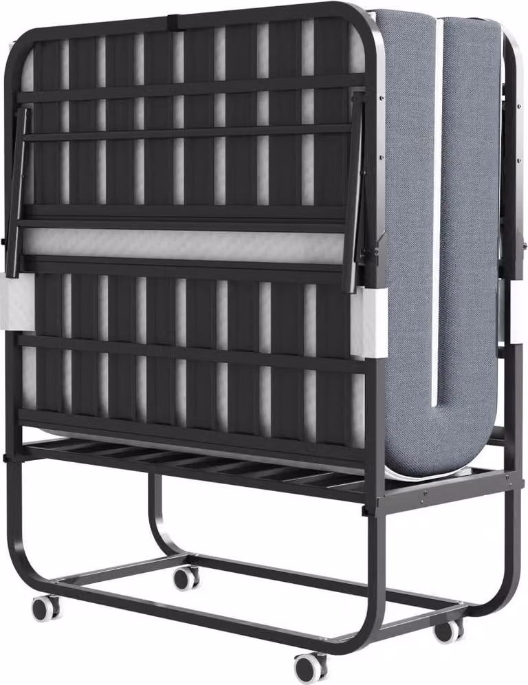 letto gemellare pieghevole 190 × 96 cm con materasso in memory foam da 9,5 cm, letto portatile per ospiti/letto a scomparsa, robusta struttura in metallo