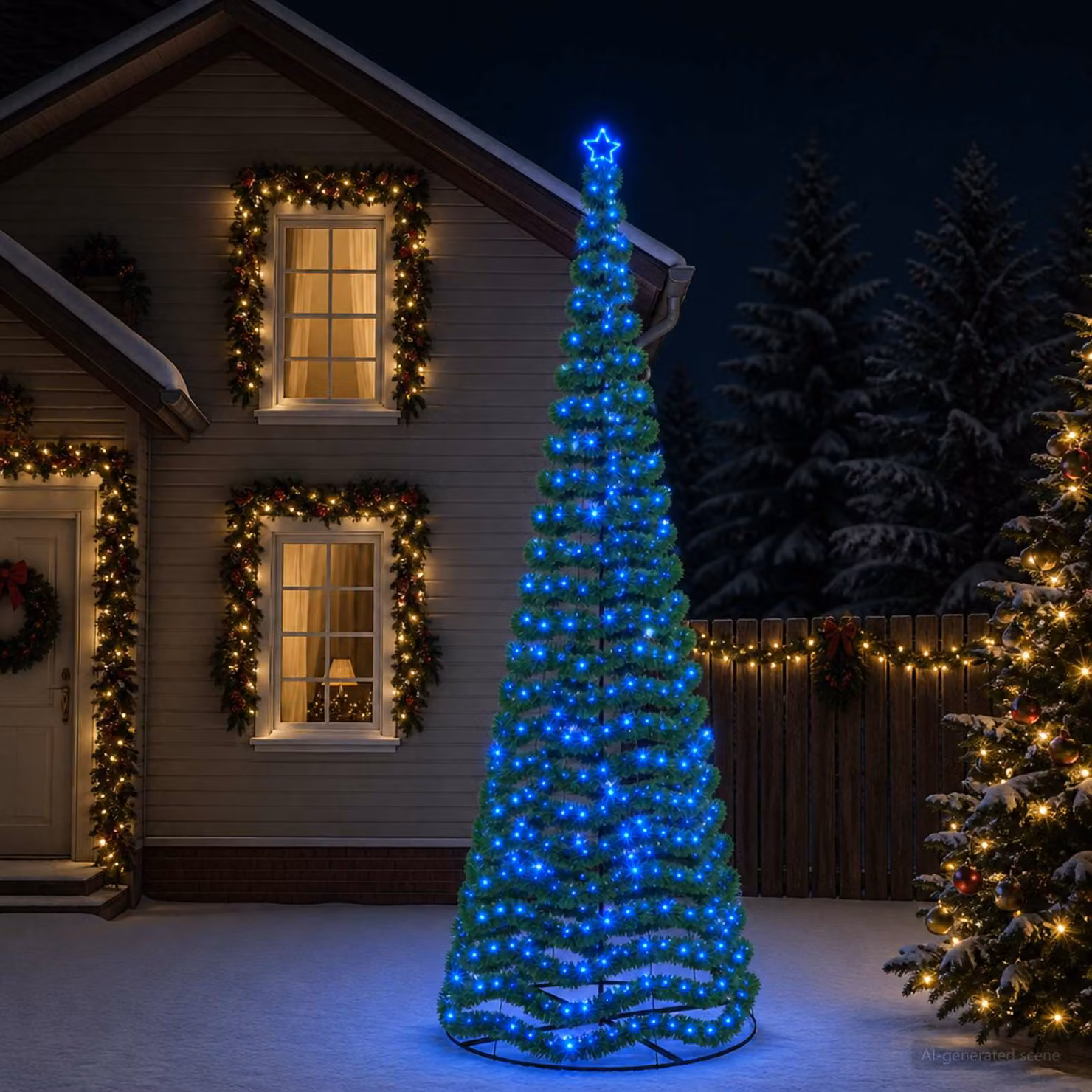 vidaXL Albero di Natale in tinsel con luci LED e base EKENAS 400 cm
