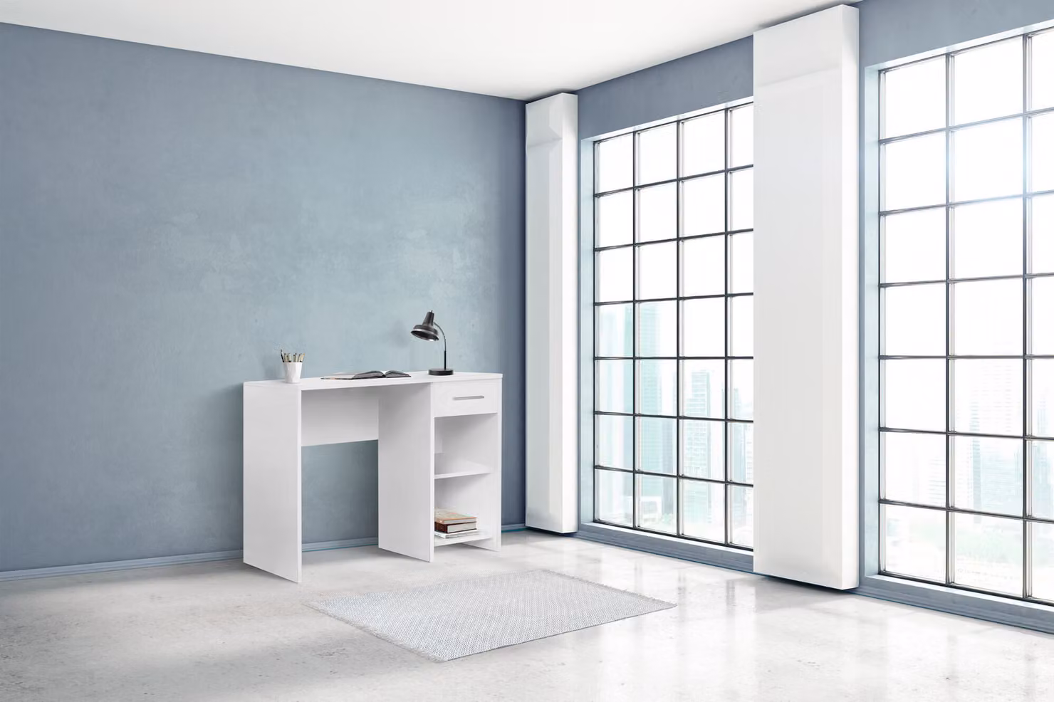 Skye Decor, Cms-505-Bb-1, Scrivania, Bianco, Cartoncino rivestito al 100 % di melamina, 90 x 52 x 75 cm