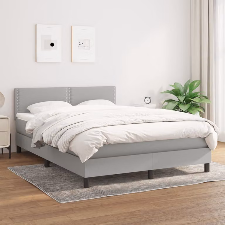 Giroletto a Molle con Materasso Ibrido vidaXL in Tessuto Grigio e Bianco L/P/H: 200 x 140 x 88 cm