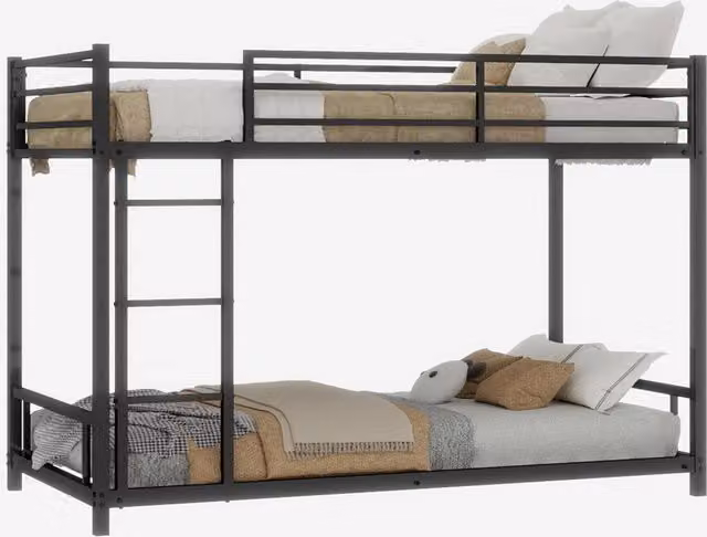 Letto a castello Zephmum in metallo nero per bambini L/P/H: 190 x 90 x 166 cm