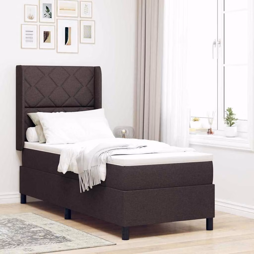 Maison Exclusive - Letto boxspring con cuscini, marrone scuro, 200 x 80 cm, tessuto