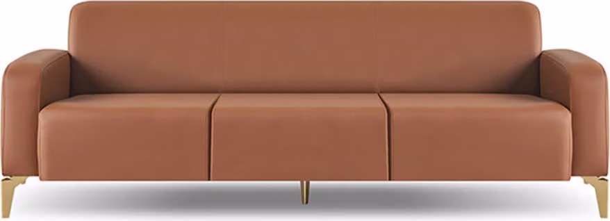 Sofa 3-Sitzer Braun Modern Couch Dreisitzig Wohnzimmer Leder Edelstahl