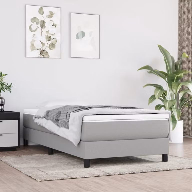 The Living Store Struttura letto grigio chiaro 90x200 cm in tessuto