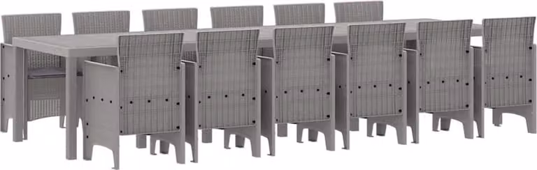 Set da Pranzo per Giardino 13 pcs Grigio chiaro Rattan Polt