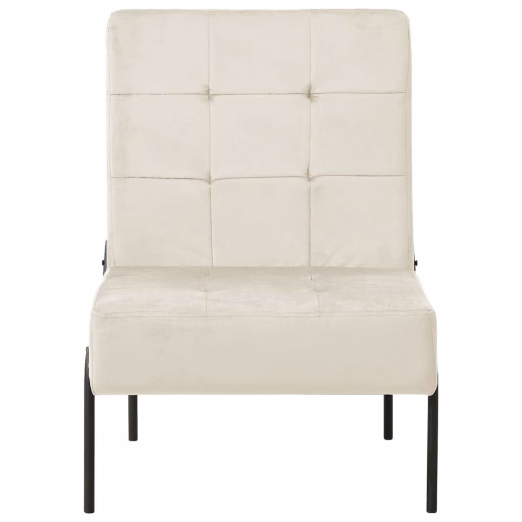 Poltrona Relax 65x79x87 cm Bianco Crema in Velluto
