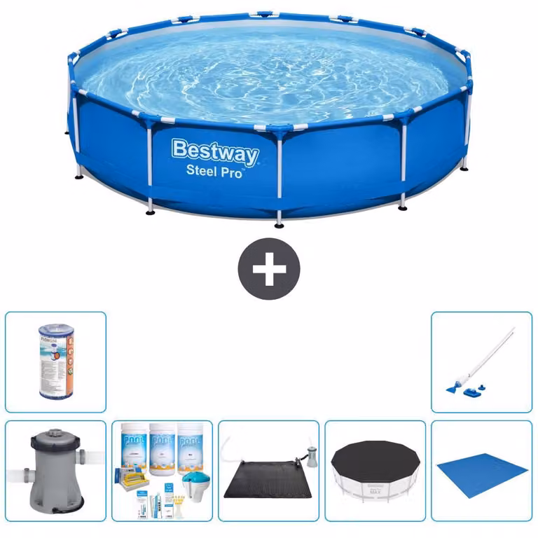 Bestway Steel Pro, piscina in acciaio, forma rotonda - 366x76 cm - 8 pezzi, modello S21593