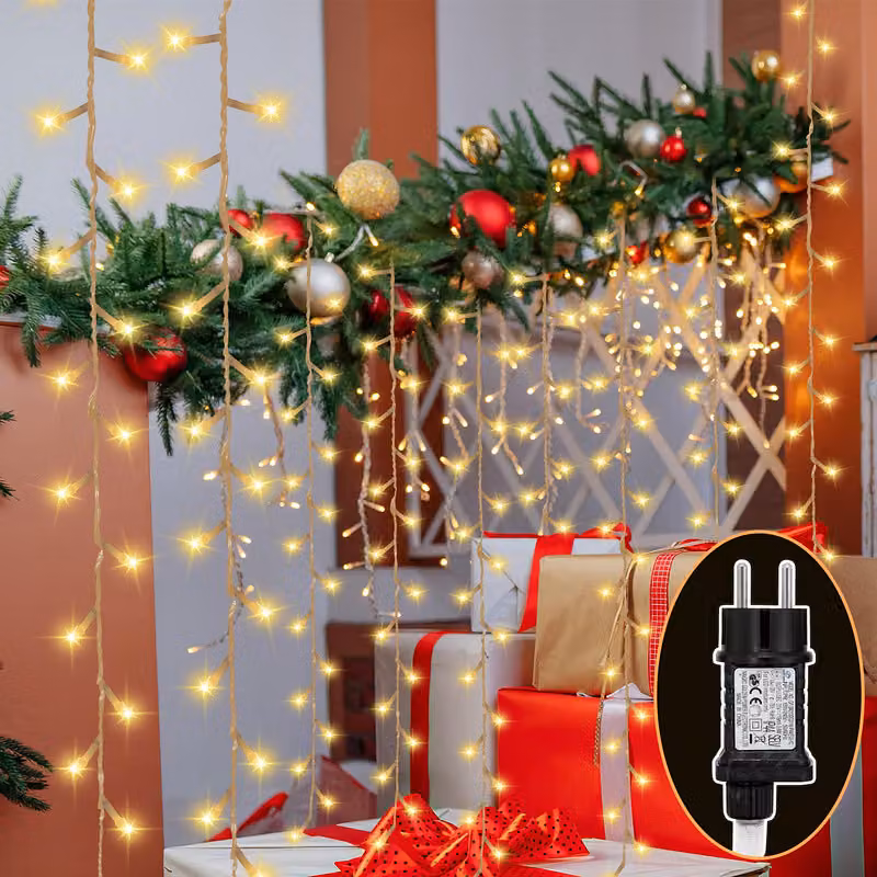 Clanmacy 100M 500 LED luci fiabesche bianco caldo 8 modalità di luce festa giardino interno esterno decorazione luci di Natale