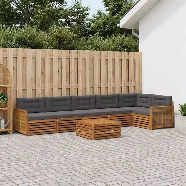 Set di divani da esterno 7 pz Naturale e Antracite 3383450
