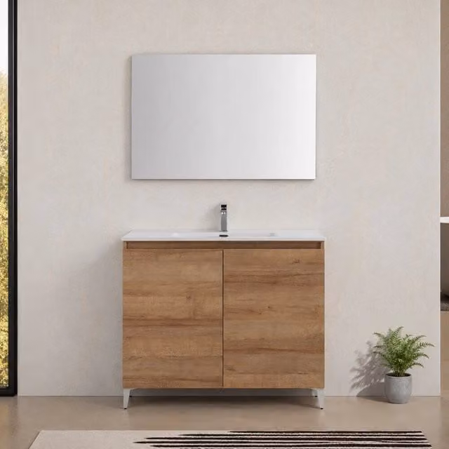 Mobile bagno a terra 100 cm rovere africa due ante con lavabo Kleo