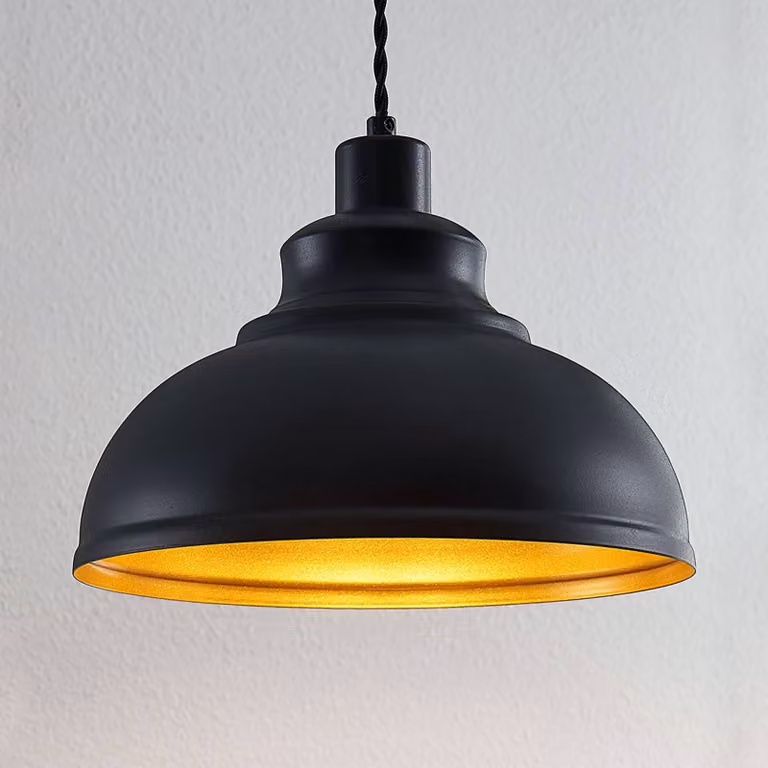 Lampada a sospensione Albertine Lindby, dimmerabile, Nero, Soggiorno / Sala da pranzo, Metallo, Vintage, Lampada a sospensione