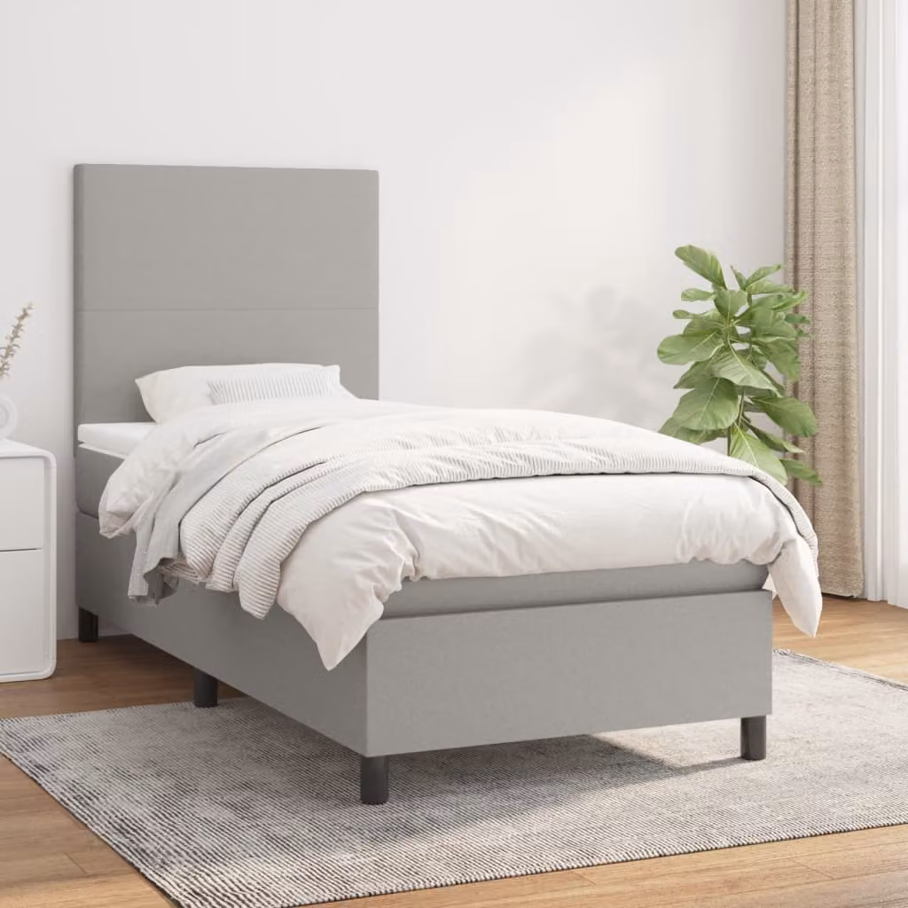 vidaXL Letto Ibrido con Giroletto a Molle e Materasso a Tasche Grigio Chiaro e Bianco L/P/H: 200 x 80 x 128 cm