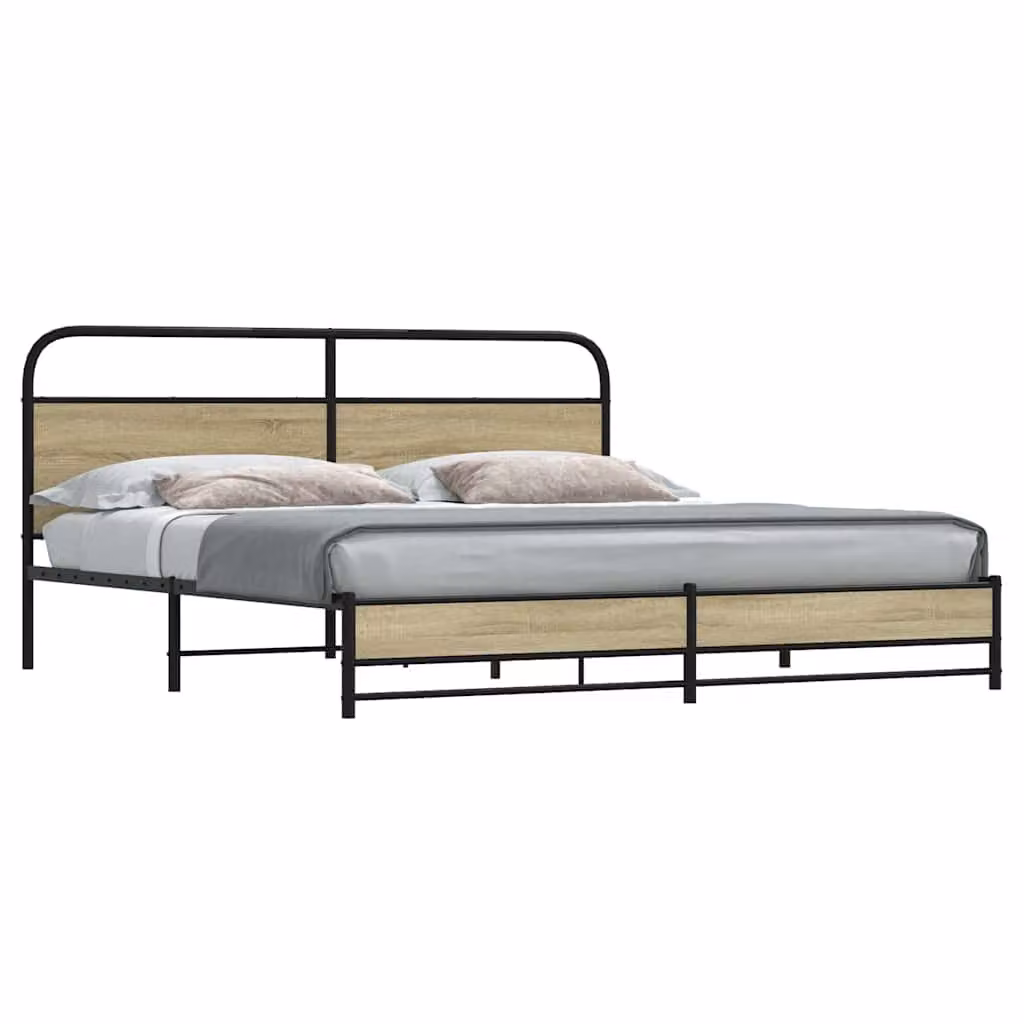 Giroletto vidaXL in metallo con struttura rigida, colore Rovere Sonoma, L/P: 180 x 200 cm