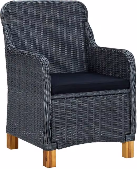 Sedie da Giardino con Cuscini 2 pz | Sedie da Esterno in Polyrattan Grigio Scuro